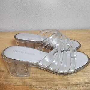 Jeffrey Campbell Sandals Womens Size 7 Clear PVC Lucite Block Heel Slide JC Play